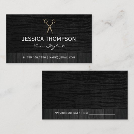 zwart fluweel | houtversiering visitekaartje (Voorkant / Achterkant)