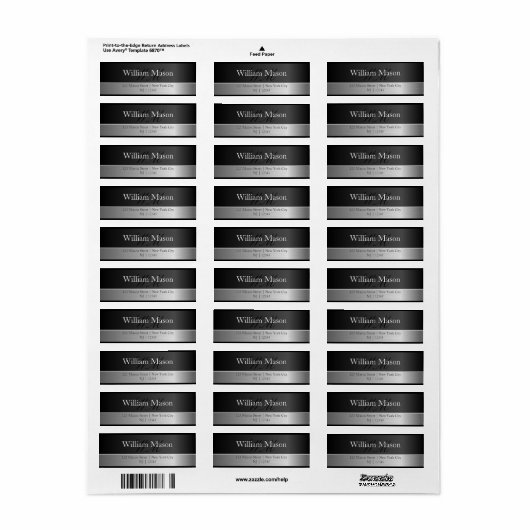 Zwart Folie & Geborsteld staal Monogram Adreslabel Etiket