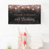 Zwart Folie Roos Gouden Glitter 40e Verjaardag Wel Spandoek (Insitu)