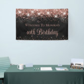 Zwart Folie Roos Gouden Glitter 40e Verjaardag Wel Spandoek (Beurs)