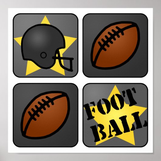 Zwart Football Poster (Voorkant)