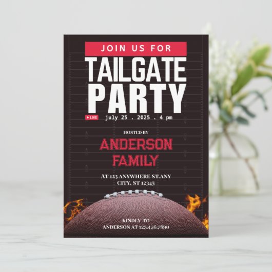 Zwart Football Tailgate Party Kaart (Staand voorkant)