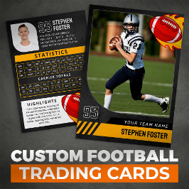 Zwart Football Trading Kaart Sport Player Foto Contactkaartje