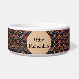 Zwart-foraal patroon met Monogram Dog Bowl Voerbakje