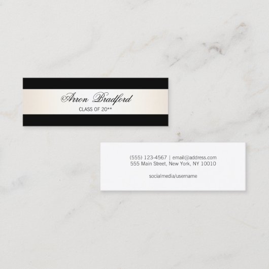 Zwart Formal Afstuderen Naam Kaart behuizing Contactkaartje (Voorkant / Achterkant)