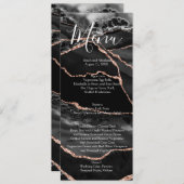 Zwart Formal Minimalistisch Fancy Luxe Bruiloft Me Menu (Voorkant / Achterkant)