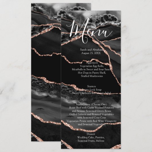 Zwart Formal Minimalistisch Fancy Luxe Bruiloft Me Menu (Voorkant / Achterkant)