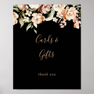Zwart Formal Royal Floral Kaarten en geschenken te Poster