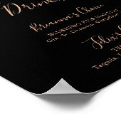 Zwart Formal Royal Floral Signature Drinken teken Poster (Hoek)