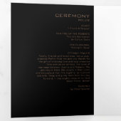 Zwart formeel minimaal drievoudig weddenschap drieluik uitnodiging (Binnenzijde eerst)