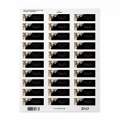 Zwart formeel royaal bloemendesign retouradreslabe etiket (Full Sheet)
