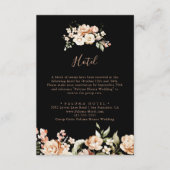 Zwart formeel royaal bloemmotief hotel informatiekaartje (Voorkant)