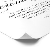 Zwart Formele Calligrafie Unplugged Ceremonie Poster (Hoek)