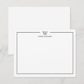 Zwart Formele Klassieke Familie Monogram Minimaal Notitiekaartje (Voorkant / Achterkant)