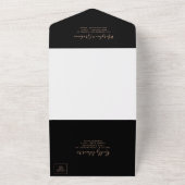 Zwart Formele Koninklijke Bloemen Bruiloft All In One Uitnodiging (Buitenkant)