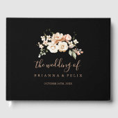Zwart Formele Koninklijke Bloemen Bruiloft Gastenboek (Voorkant)