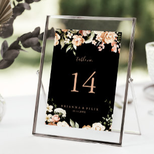 Zwart Formele Koninklijke Bloemen Bruiloft Kaart