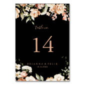 Zwart Formele Koninklijke Bloemen Bruiloft Kaart (Voorkant)