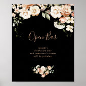 Zwart Formele Koninklijke Bloemen Bruiloft Open Ba Poster (Voorkant)