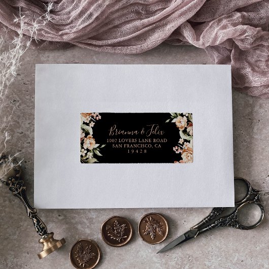 Zwart Formele Koninklijke Bloemen Bruiloft RSVP Ad Etiket