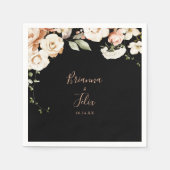 Zwart Formele Koninklijke Bloemen Bruiloft Servet (Voorkant)