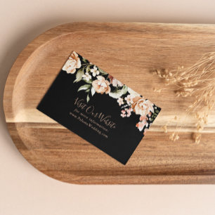 Zwart Formele Koninklijke Bloemen Bruiloft Website Informatiekaartje