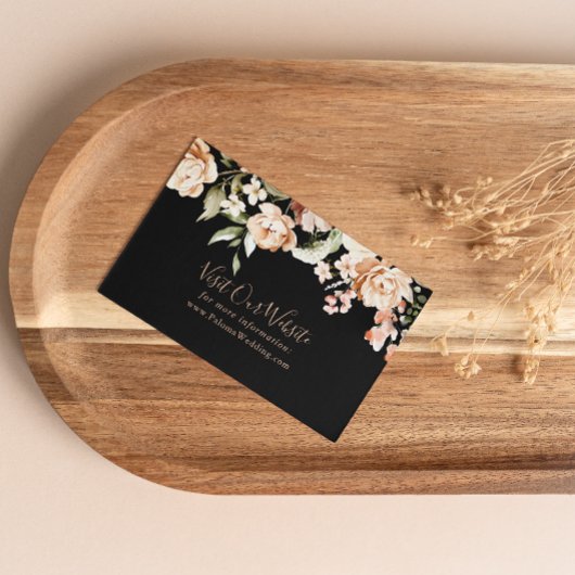 Zwart Formele Koninklijke Bloemen Bruiloft Website Informatiekaartje