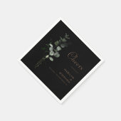 Zwart formele minimale eucalyptuskaasbruiloft servet (Hoek)