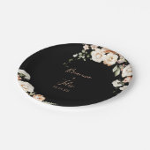 Zwart Formele Royal Floral bruidstaart Papieren Bordje (Gekanteld)