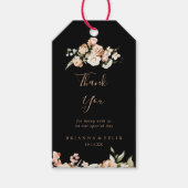 Zwart Formele Royal Floral bruiloft dank u Cadeaulabel (Voorkant)
