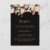Zwart Formele Royal Floral bruiloft receptie Informatiekaartje (Voorkant)