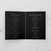 Zwart Formele Royal Floral gevouwen bruiloft Programma (Binnen)