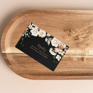 Zwart Formele Royal Floral Wedding Gift Registry Informatiekaartje