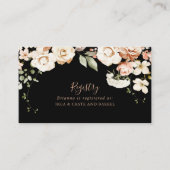 Zwart Formele Royal Floral Wedding Gift Registry Informatiekaartje (Voorkant)