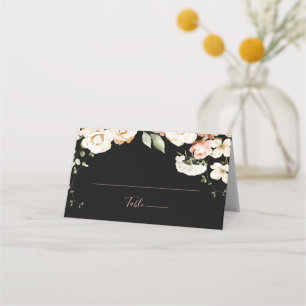 Zwart Formele Royal Floral Wedding Place Card Plaatskaartje