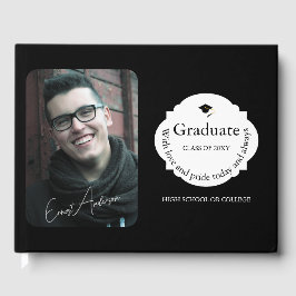 Zwart Foto Afstuderen Eenvoudig Elegant Afstuderen Gastenboek