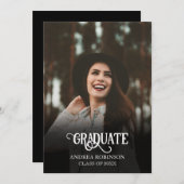 Zwart foto afstuderen kaart (Voorkant / Achterkant)