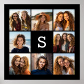Zwart Foto Collage Aangepaste Monogram Poster (Voorkant)