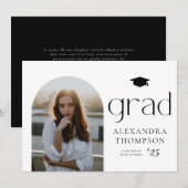 Zwart foto van minimalistische Arch-foto-Afstudere Aankondiging (Voorkant / Achterkant)