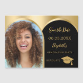 Zwart fotoboog Afstuderen Save the Date kaart Magnetische Uitnodiging (Voorkant)
