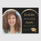 Zwart fotoboog Afstuderen Save the Date kaart Magnetische Uitnodiging (Voorkant)