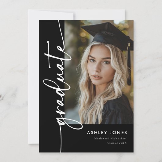 Zwart Fotocollage Afstuderen Graduation Party Kaart (Voorkant)