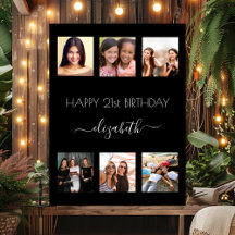 Zwart fotocollage BFF vrienden verjaardagsfeestje