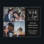 Zwart Fotocollage Logo Professionele Fotograaf Flyer<br><div class="desc">Dubbelzijdige flyer voor een professionele fotograaf,  waar u drie van uw foto's samen met uw logo kunt laten zien. Voeg jouw naam en specialiteit of titel of service toe aan de cover. De achterkant is voorzien van faux gold spatter,  een andere logo,  en uw contactgegevens in het zwart.</div>