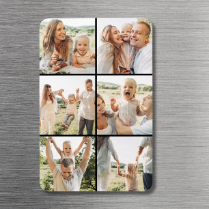 Zwart fotocollage met 6 foto's modern en eenvoudig magneet