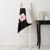 Zwart fotocollage monogram elegant sherpa deken (In situ)