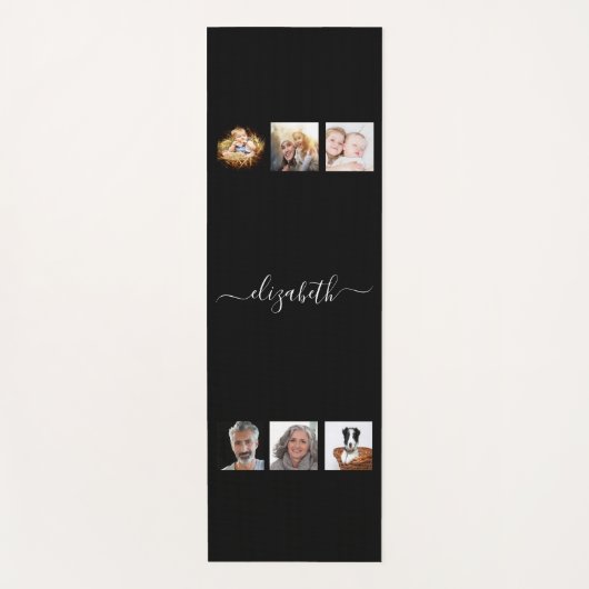 Zwart Fotocollage naam script Yogamat (Voorkant)