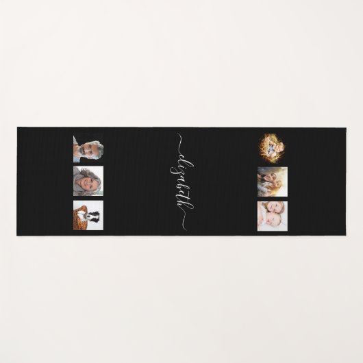 Zwart Fotocollage naam script Yogamat (Voorkant (horizontaal))