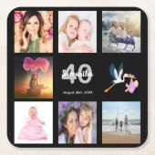 Zwart fotocollage op maat voor 40e verlichtingspar kartonnen onderzetters (Voorkant)