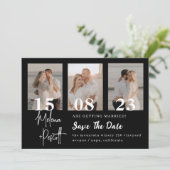 Zwart fotocollage opslaan Datum Kaart (Staand voorkant)